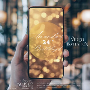 Birthday Video Invitation, Bokeh Lights Party Video Invitation, Disco Lights Party Invitation Template