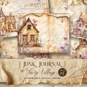 Fairy Junk Journal Digital Papers, Fairy Scrapbooking Supplies, Junk Journal Supplies, Rustic Fairy House Journal Digital Papers