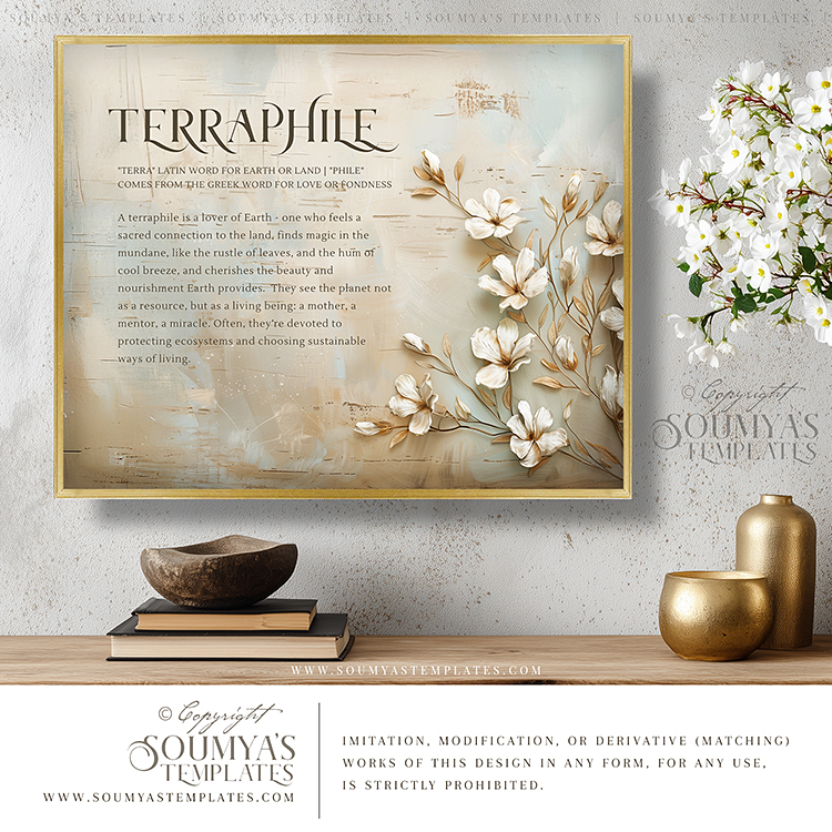 Printable Wall Art, Nature Wall Art, Word Art Print, Rustic Decor, Rustic Wall Art, Terraphile Word Meaning Print - Image 2