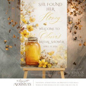 She Found Her Honey Bridal Shower Welcome Sign, Made To Bee Theme Bridal Party Shower Sign, Yellow Flowers Bridal Welcome Sign